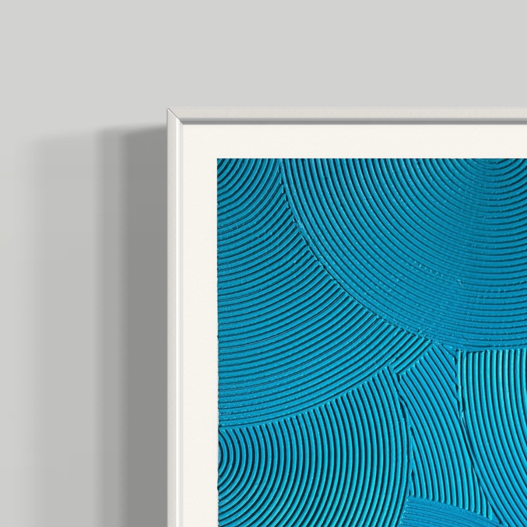 Blue overlapping Textured Art Arches with white frame