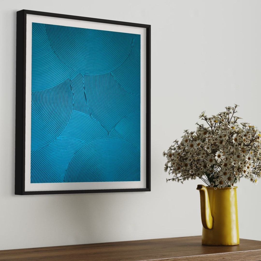 Textured Art Overlapping Arches in blue