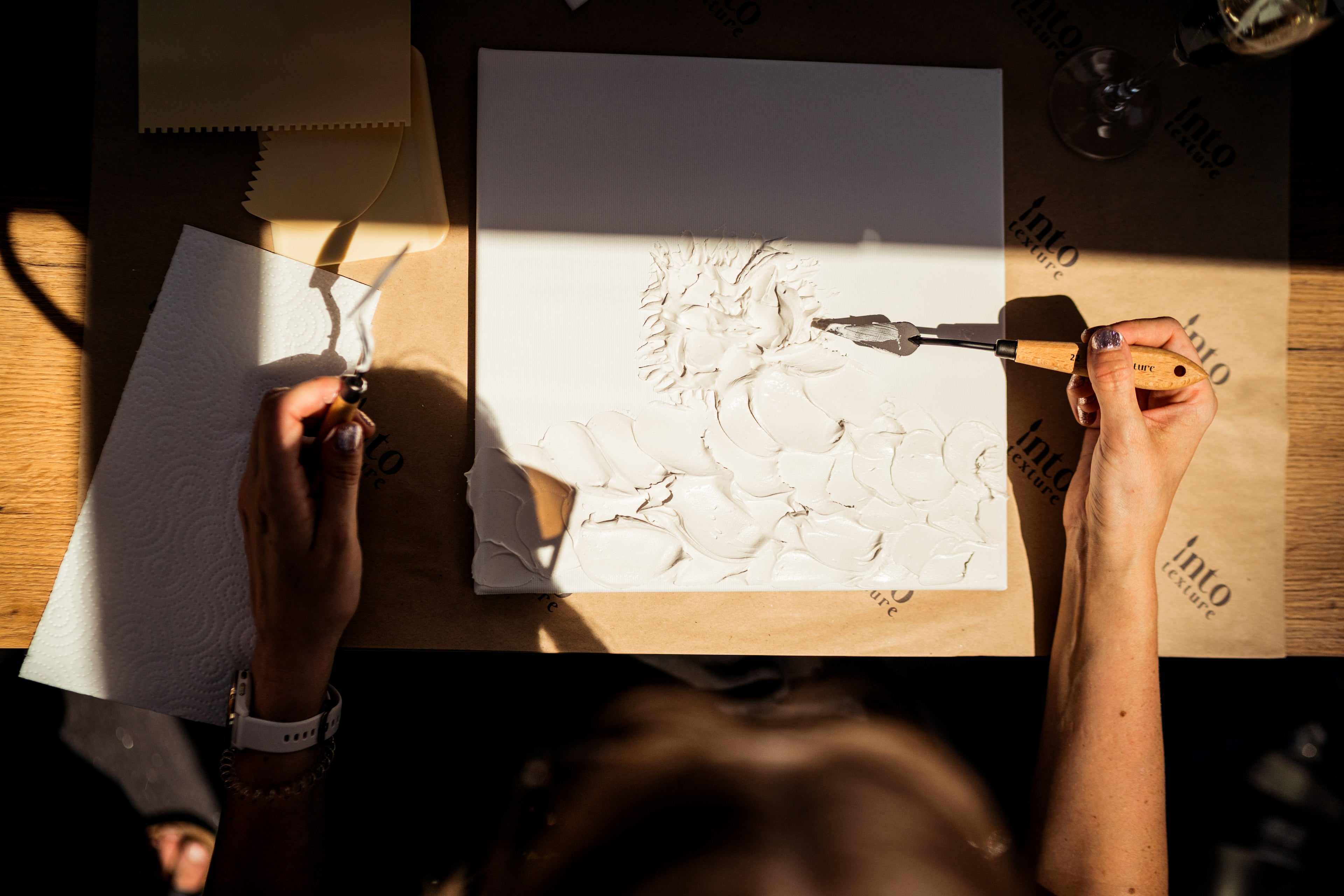 Create stunning textured art with palette knives and texture paste