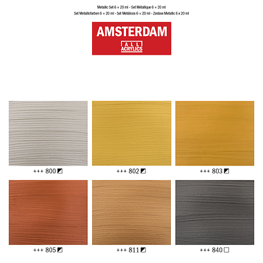 Acryl-Metallicfarben Set 6 x 20 ml Standard Series - AMSTERDAM (Royal Talens)