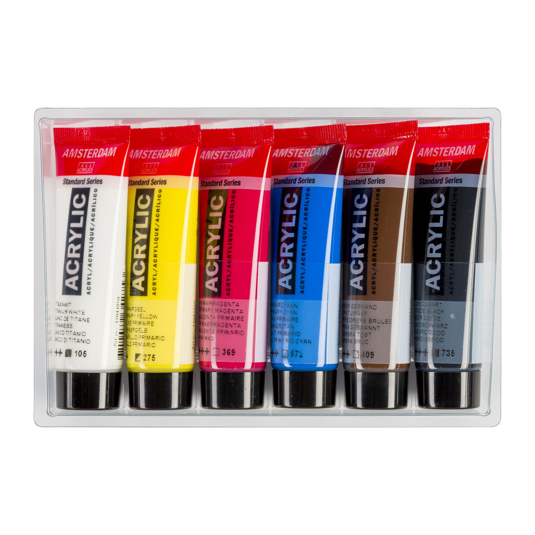 Acrylic Primary Colours Set – 6 x 20 ml – Standard Series – AMSTERDAM (Royal Talens)