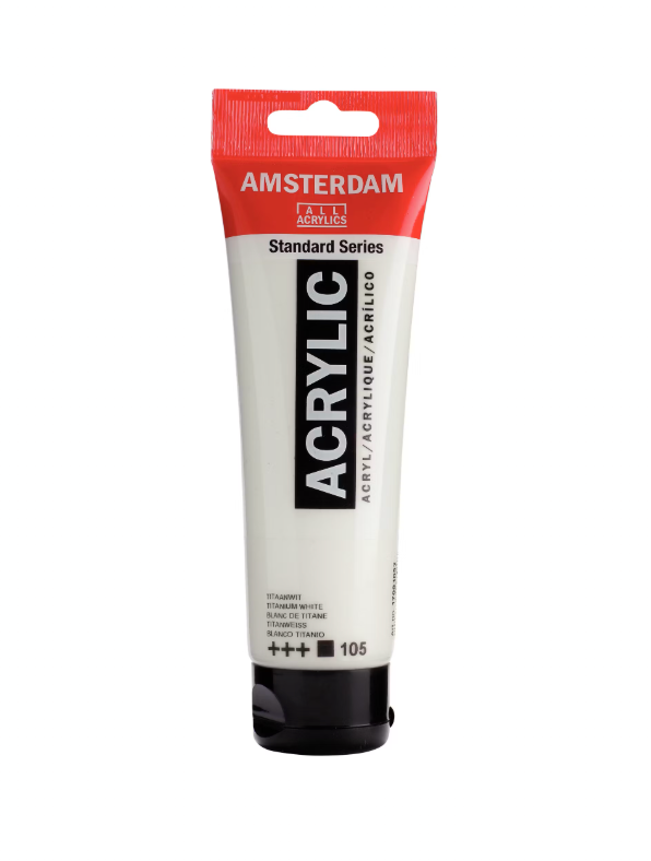 Titanium White (105) – Acrylic Paint Tube 20 ml – Standard Series – AMSTERDAM (Royal Talens)