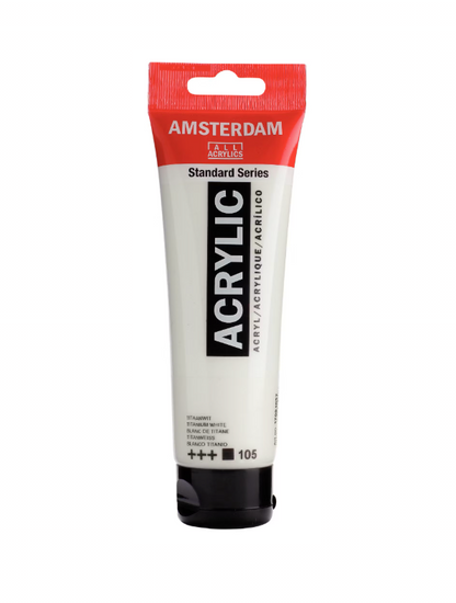Titanium White (105) – Acrylic Paint Tube 20 ml – Standard Series – AMSTERDAM (Royal Talens)