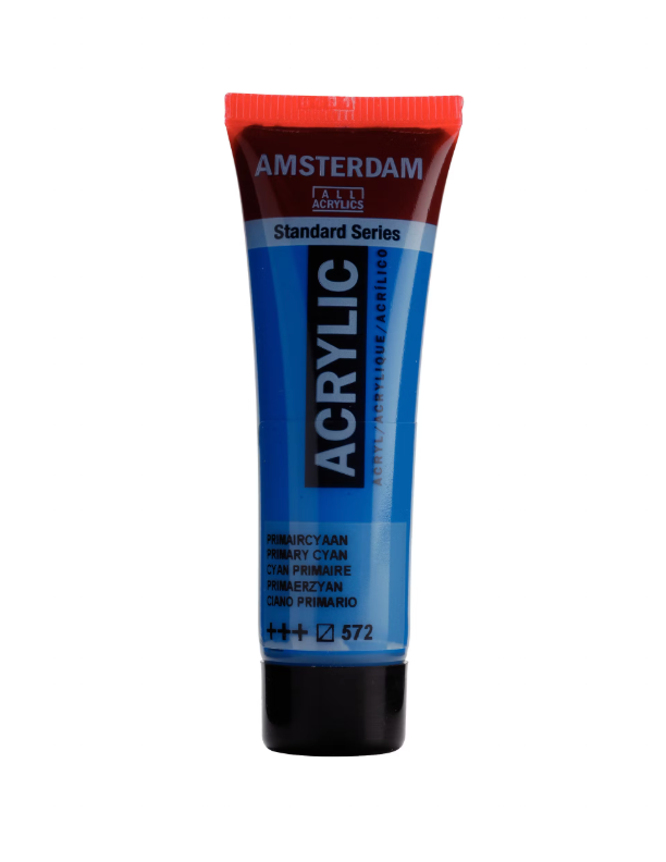 Primary Cyan (572) – Acrylic Paint Tube 20 ml – Standard Series – AMSTERDAM (Royal Talens)